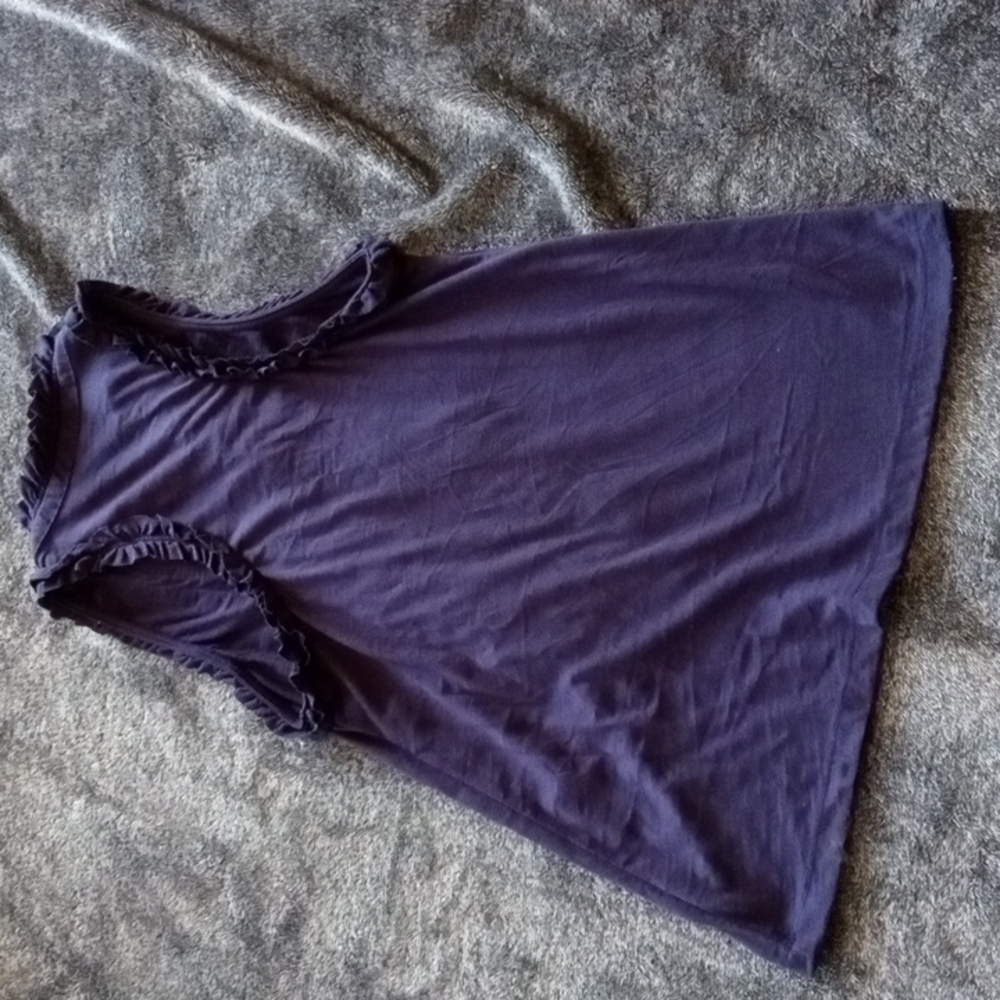 One September sleeveless navy top ruffled front - Picture 5 of 5